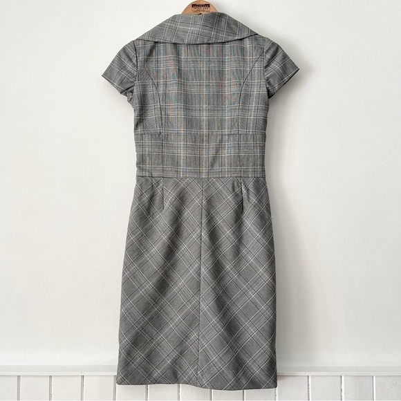 Suzy Shier Gray Plaid Cape Collar Sheath Dress Size S - Picture 7 of 15